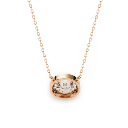 Tina Lab Grown Oval Shape Diamond Solitaire Pendant on gold chain - Jewelslane