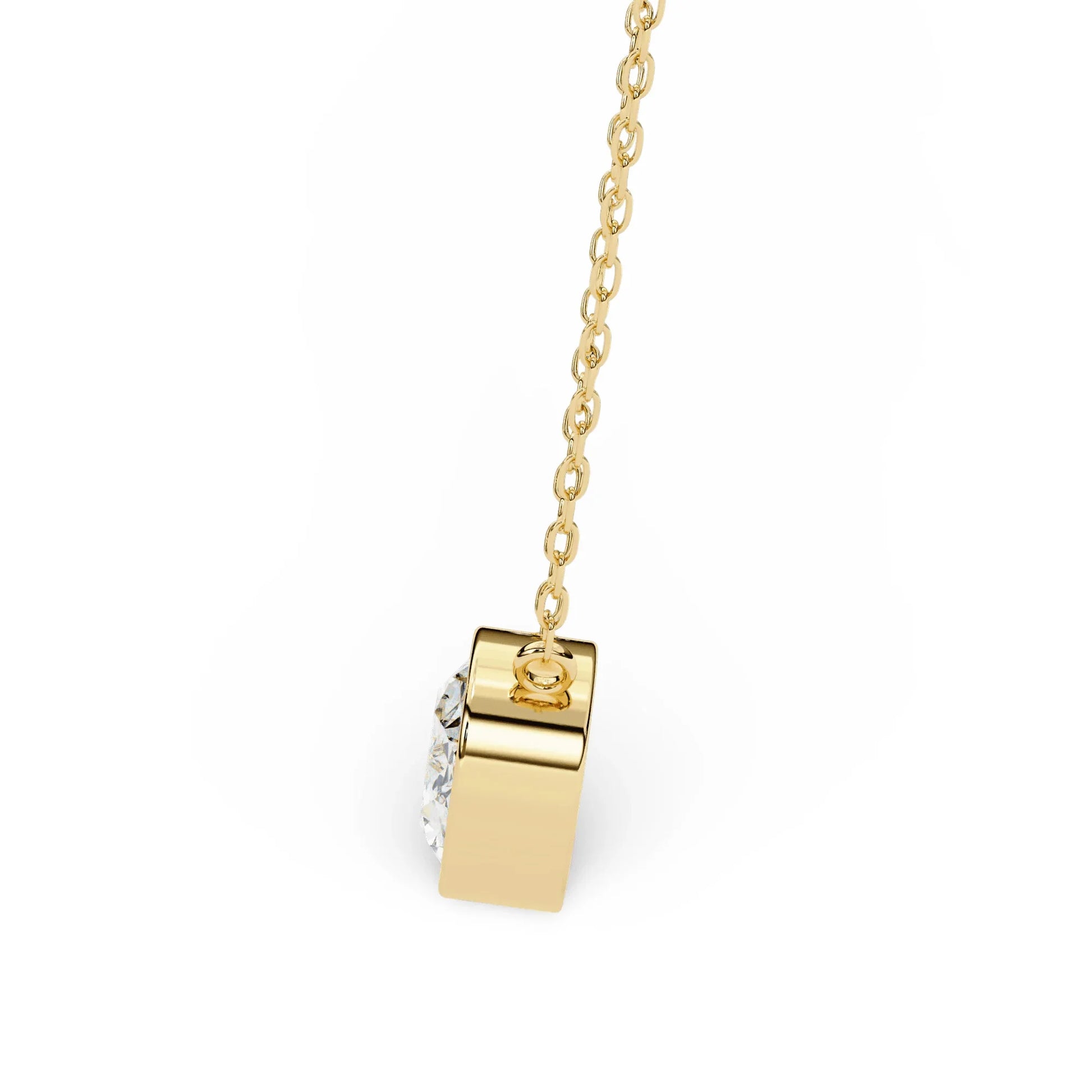 Tina Lab Grown Oval Shape Diamond Solitaire Pendant on gold chain - Jewelslane