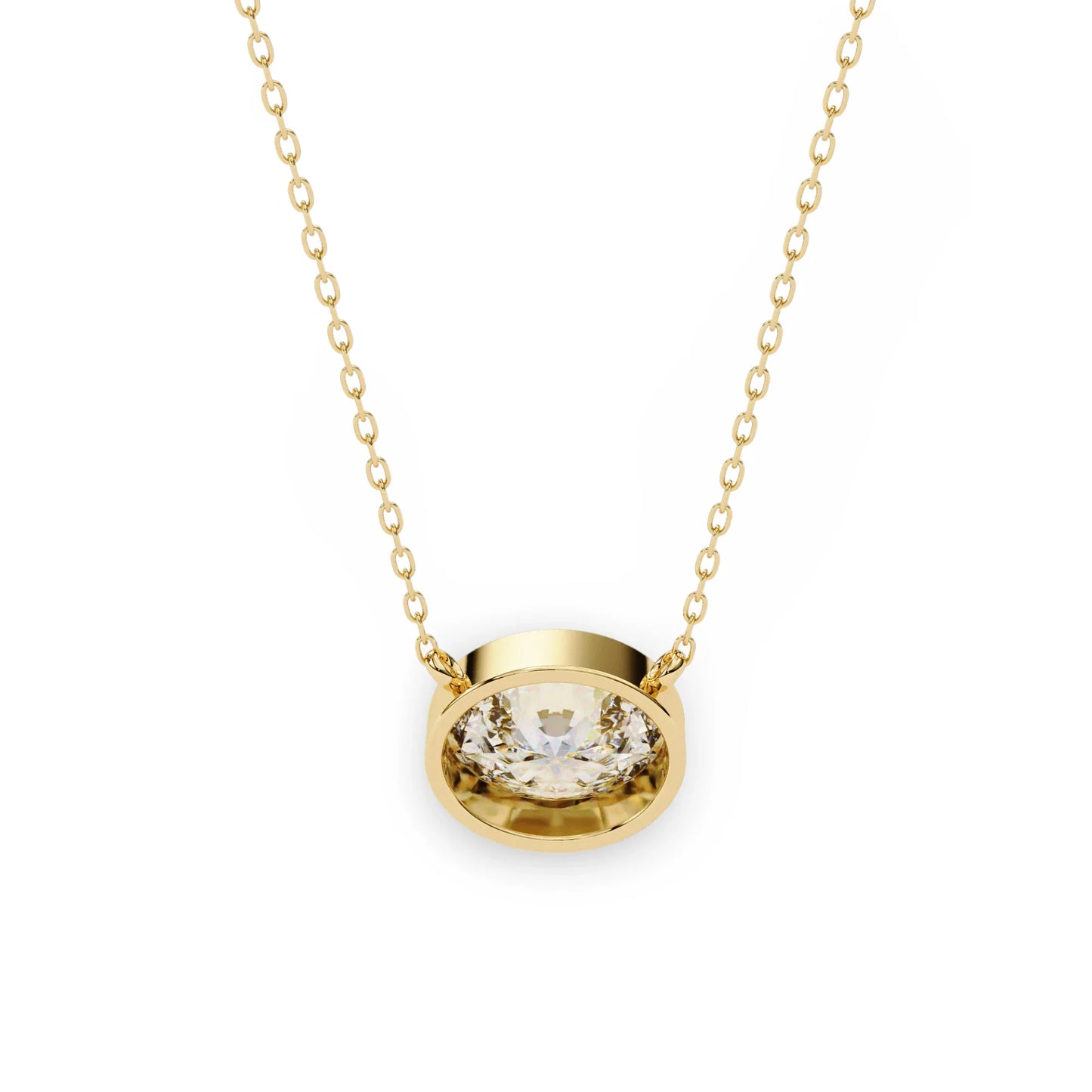 Tina Lab Grown Oval Shape Diamond Solitaire Pendant on gold chain - Jewelslane