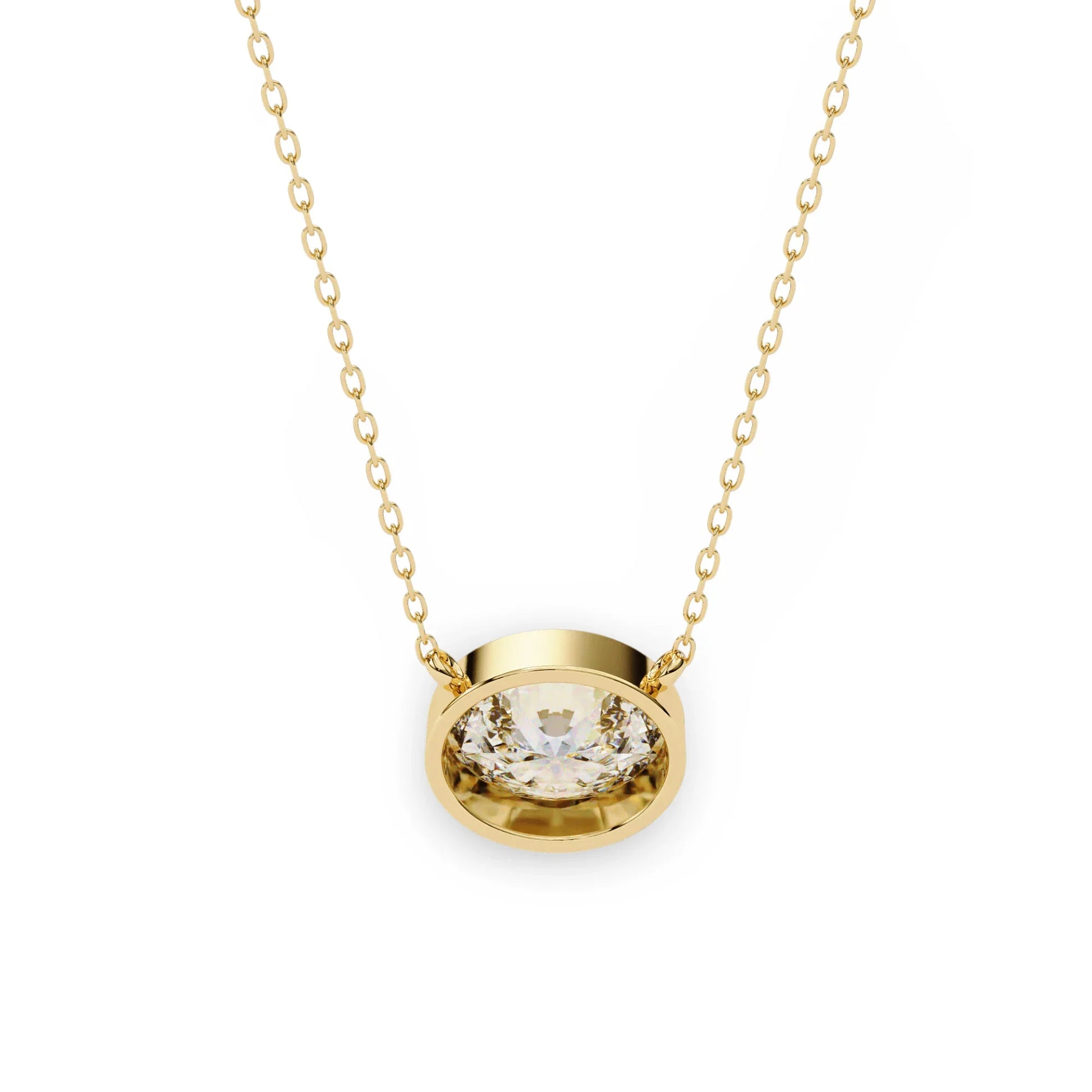 Tina Lab Grown Oval Shape Diamond Solitaire Pendant on gold chain - Jewelslane