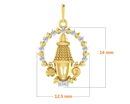 Tirupati Balaji Gold & Diamond pendant - Jewelslane