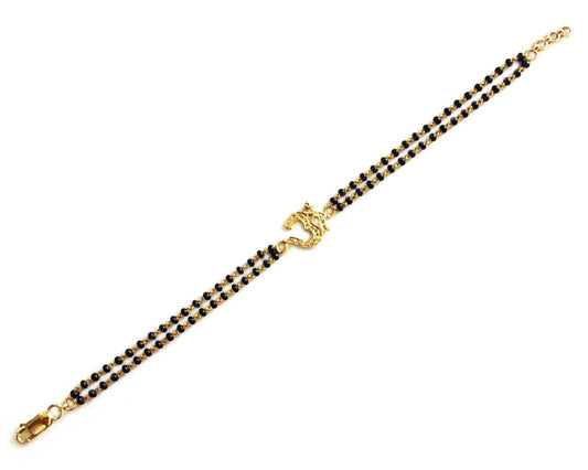 Gold Aum Bracelet on Mangalsutra Chain - Jewelslane
