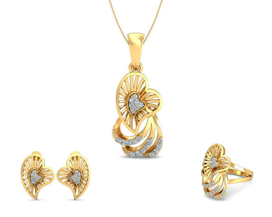 Urith Heart Design Pendant Set with diamonds in 14k gold - Jewelslane