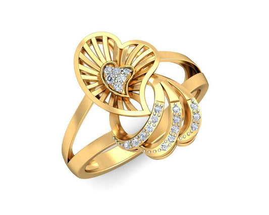 Urith heart ring in gold with diamonds - Jewelslane