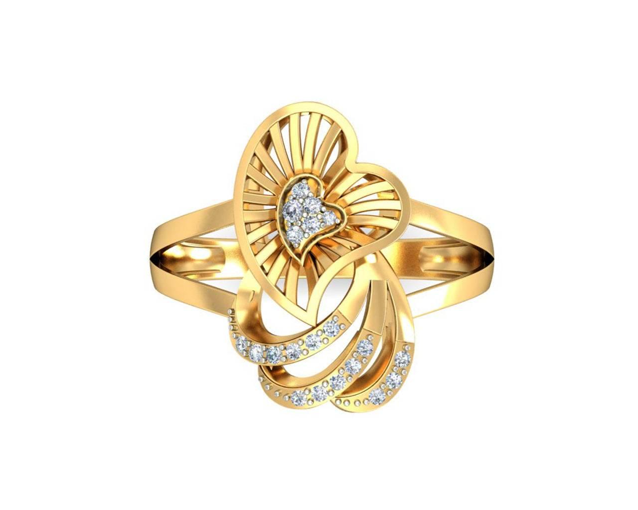 Urith heart ring in gold with diamonds - Jewelslane