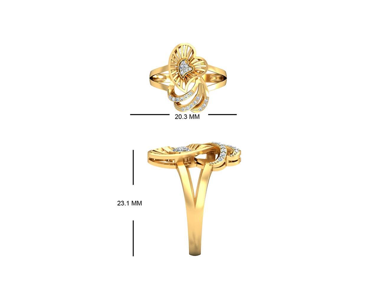 Urith heart ring in gold with diamonds - Jewelslane