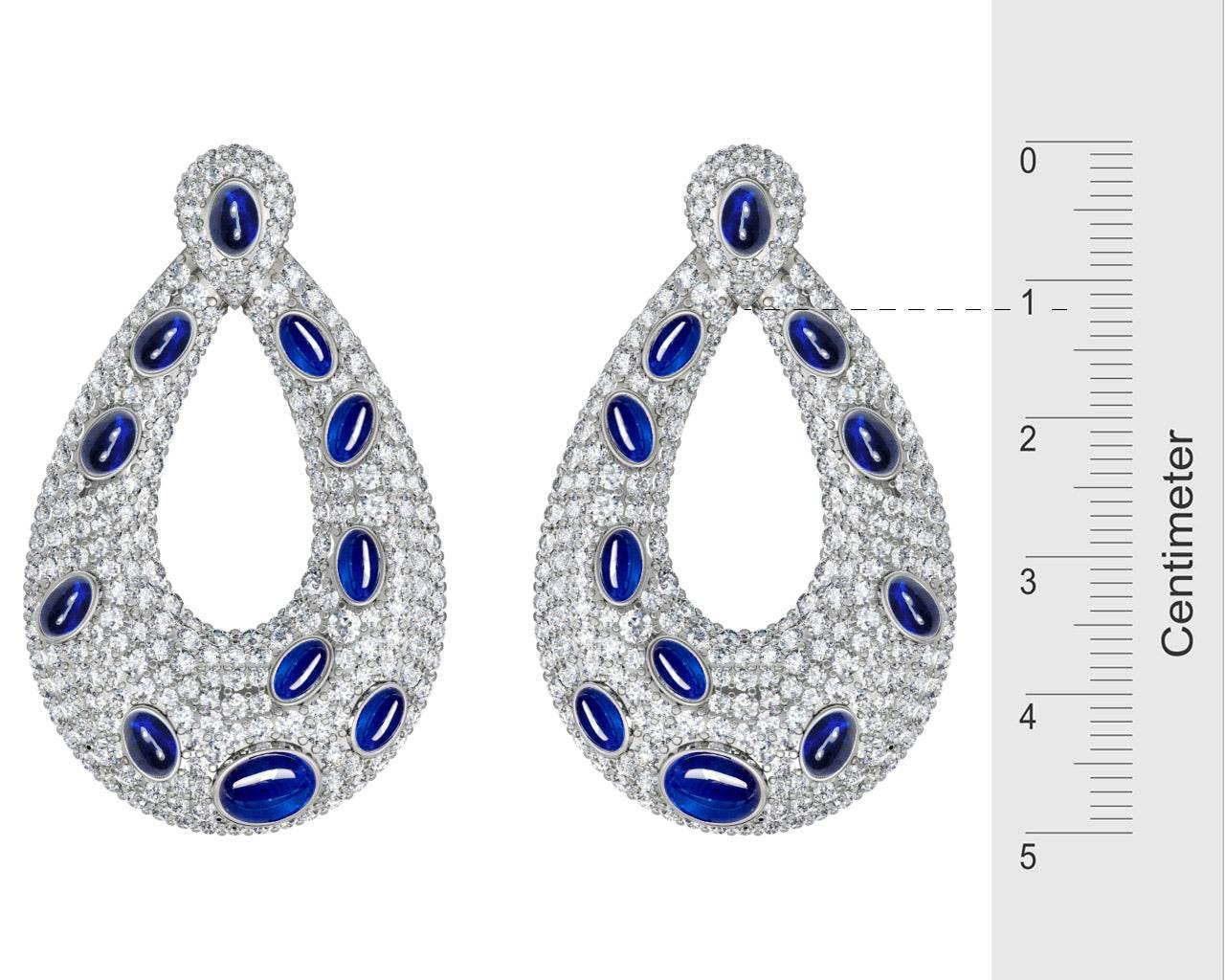 Vanessa Cabachon Sapphire & Diamond Earrings - Jewelslane