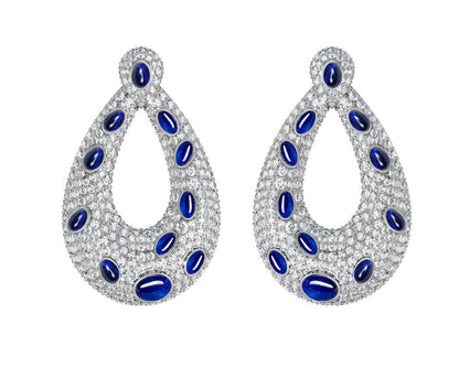 Vanessa Cabachon Sapphire & Diamond Earrings - Jewelslane