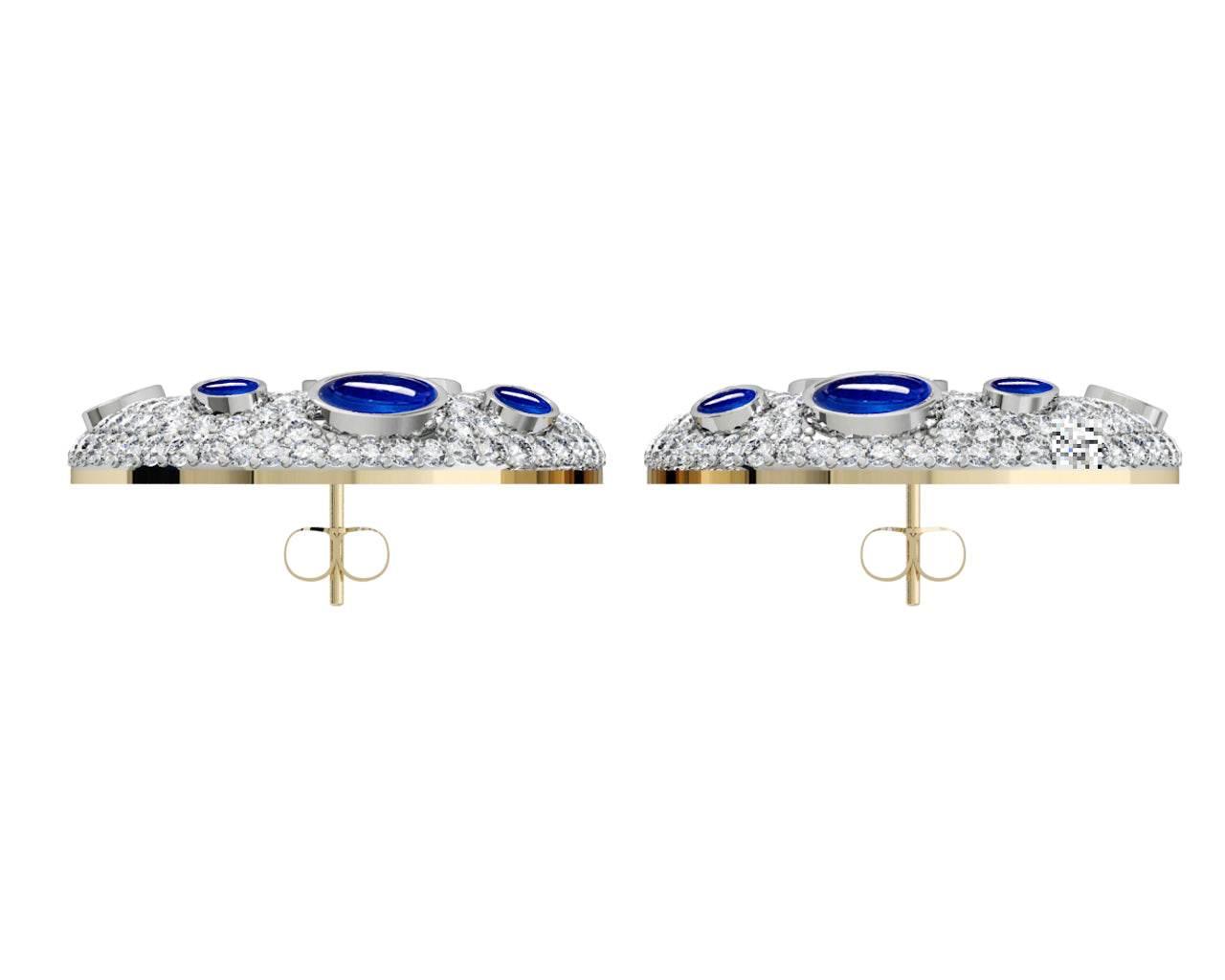 Vanessa Cabachon Sapphire & Diamond Earrings - Jewelslane