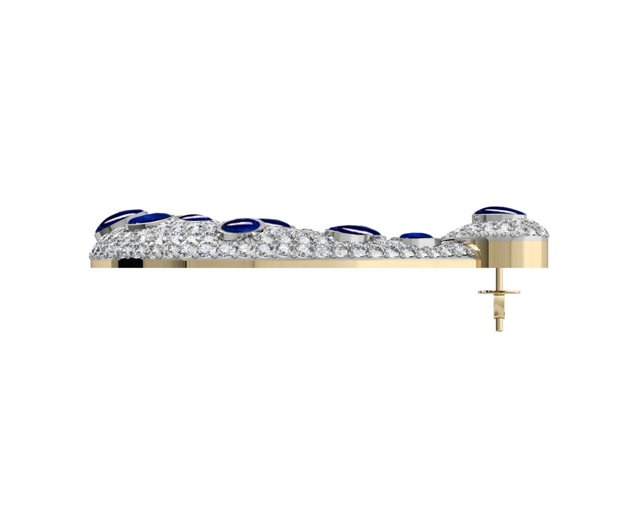 Vanessa Cabachon Sapphire & Diamond Earrings - Jewelslane