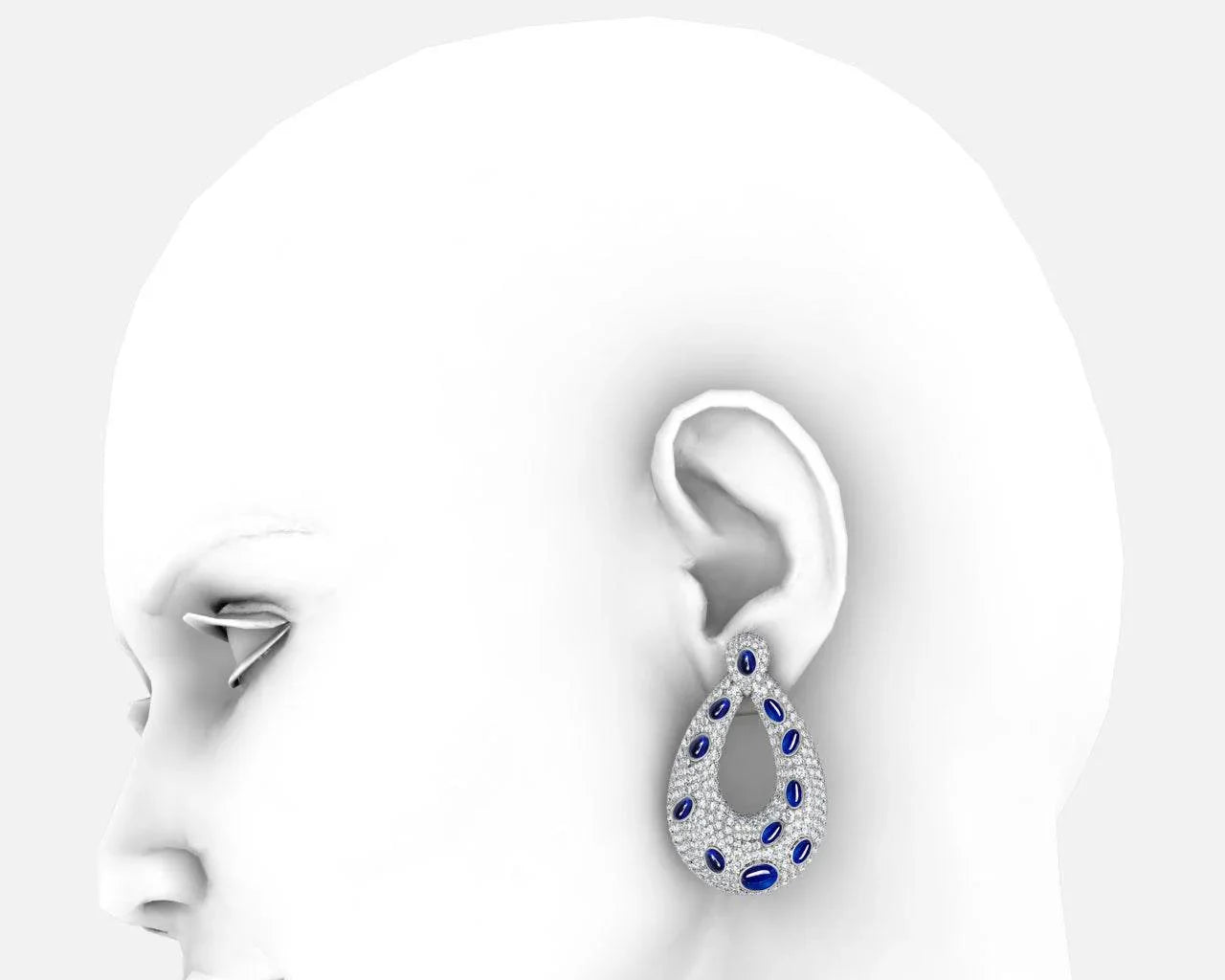 Vanessa Cabachon Sapphire & Diamond Earrings - Jewelslane