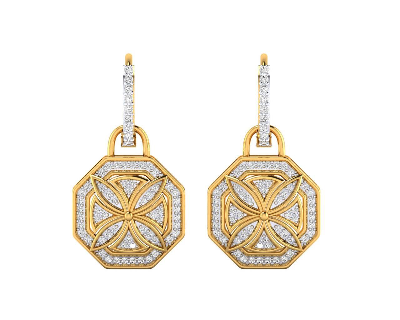 Vania Diamond Dangle Earrings in gold with removable hoops Primary Image