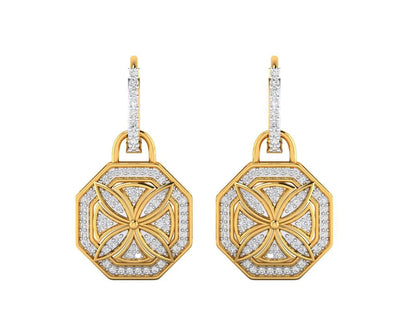 Vania Diamond Dangle Earrings in gold with removable hoops Primary Image