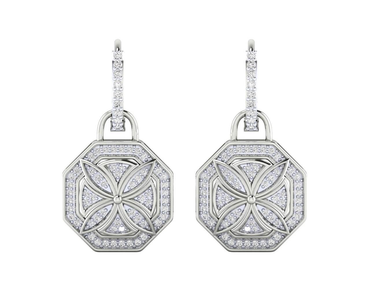 Vania Diamond Dangle Earrings in gold with removable hoops Additional Image 3