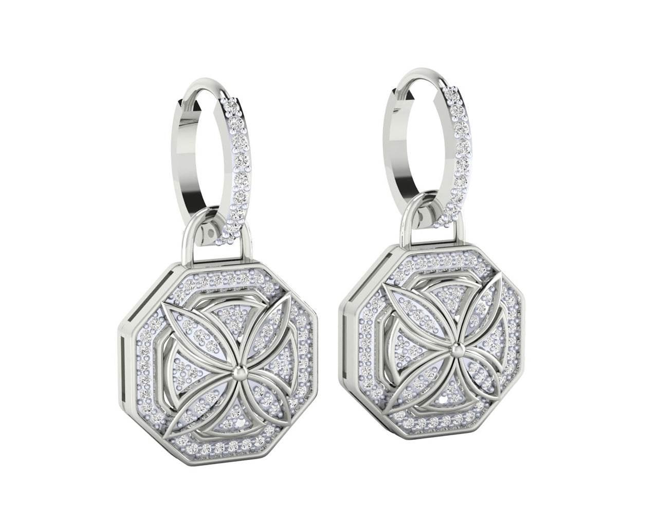 Vania Diamond Dangle Earrings in gold with removable hoops Additional Image 4