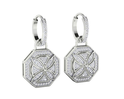 Vania Diamond Dangle Earrings in gold with removable hoops Additional Image 4