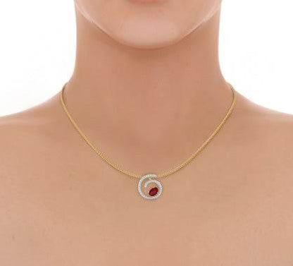 Verica ruby Pendant in Gold with diamonds - Jewelslane
