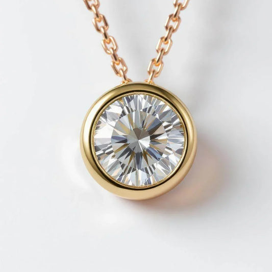 Via Lab Grown Round Brilliant Cut Diamond Bezel set Pendant