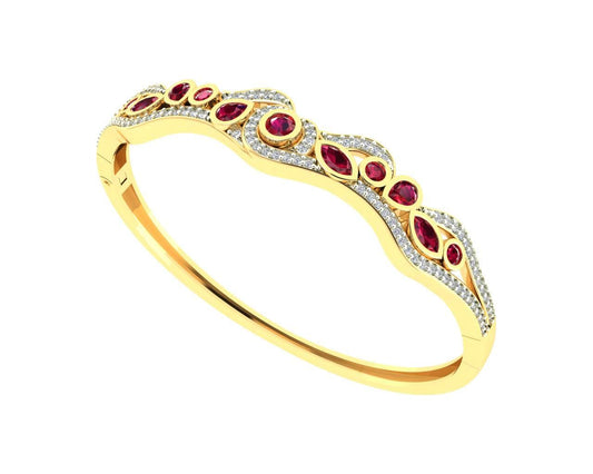 Viola Ruby & Diamond Bangle in 14k Gold - Jewelslane