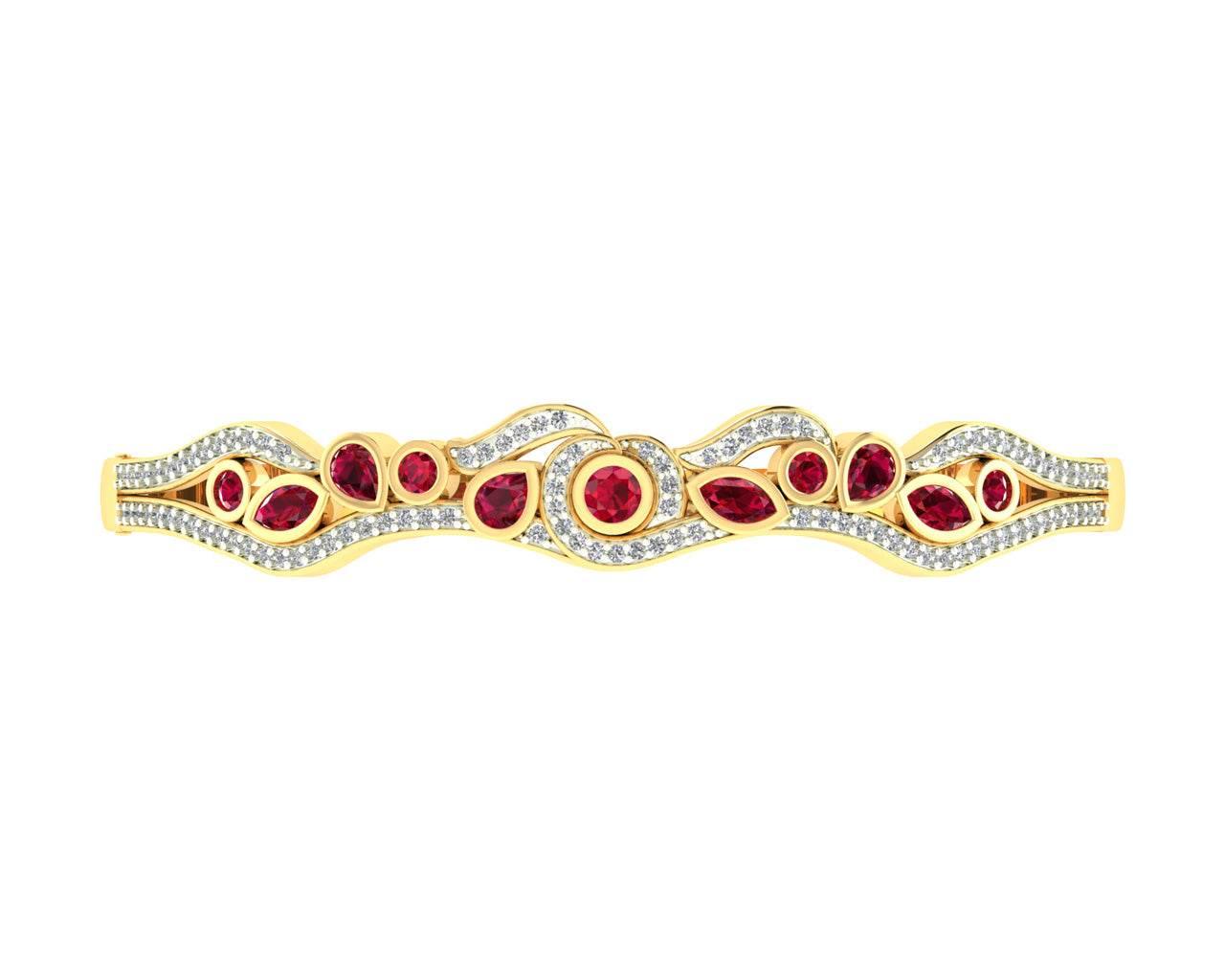 Viola Ruby & Diamond Bangle in 14k Gold - Jewelslane
