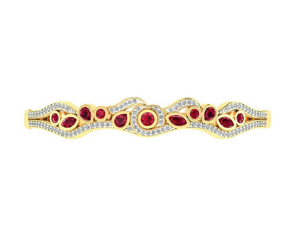 Viola Ruby & Diamond Bangle in 14k Gold - Jewelslane