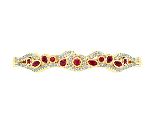 Viola Ruby & Diamond Bangle in 14k Gold - Jewelslane