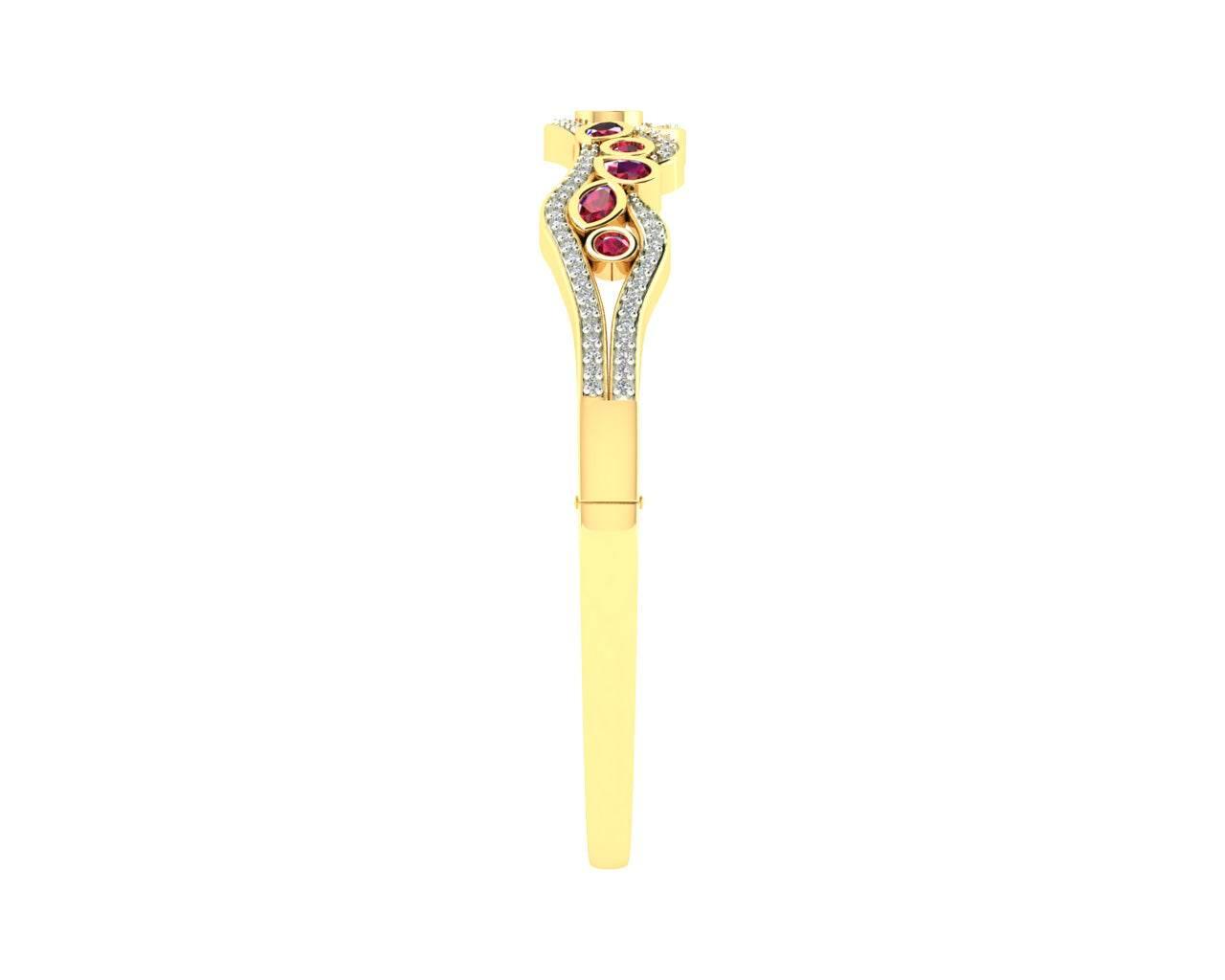 Viola Ruby & Diamond Bangle in 14k Gold - Jewelslane