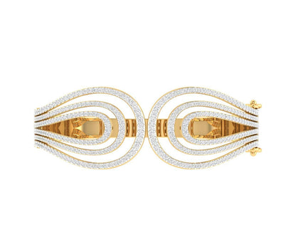 Wanda Designer Diamond half bangle in Gold - Jewelslane