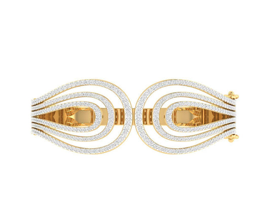 Wanda Designer Diamond half bangle in Gold - Jewelslane