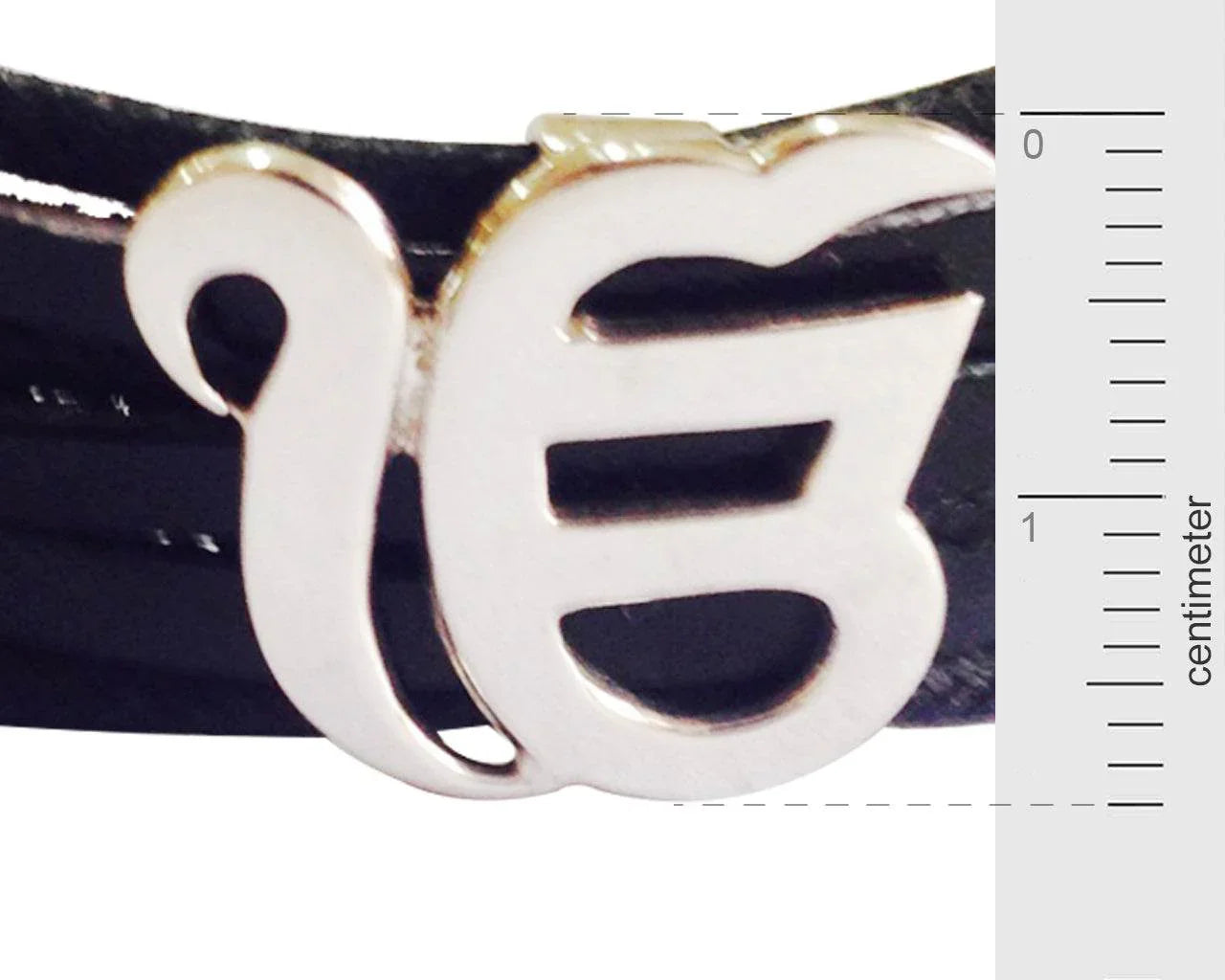 Wide Leather Band Ik Onkar Bracelet - Jewelslane