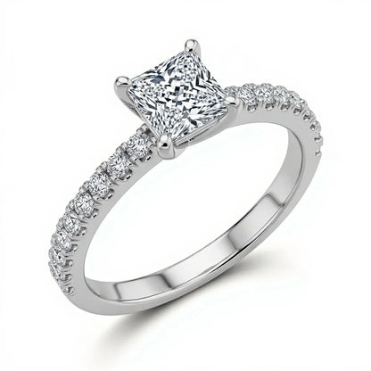 Willena Princess Cut Lab Diamond Solitaire Ring in Yellow Gold, Rose Gold, and White Gold