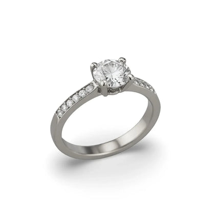 Willma Round Brilliant Lab Diamond Engagement Ring in yellow gold, rose gold, and white gold with G color VS1 centre and small round diamonds on the shank