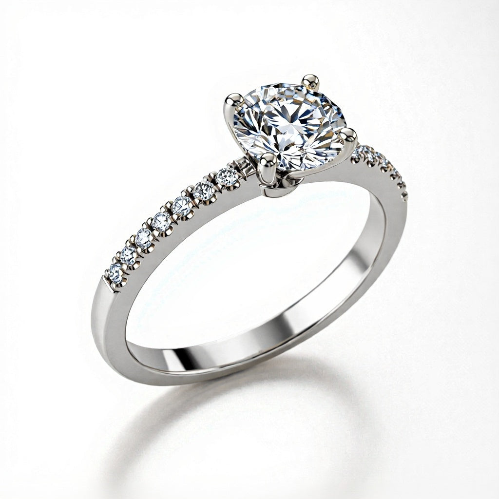 Winnie Lab Grown Diamond Solitaire Ring with G color VS clarity diamond in Yellow Gold, Rose Gold, and White Gold