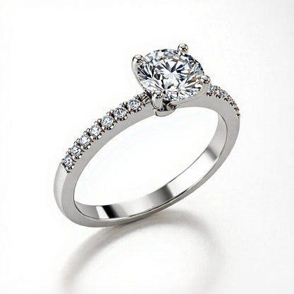Winnie Lab Grown Diamond Solitaire Ring with G color VS clarity diamond in Yellow Gold, Rose Gold, and White Gold
