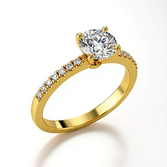 Winnie Lab Grown Diamond Solitaire Ring with G color VS clarity diamond in Yellow Gold, Rose Gold, and White Gold