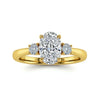 Wren Oval Shape Lab Diamond Solitaire Ring in yellow gold, rose gold, and white gold with 50-pointer G color oval centre flanked by one 8-pointer diamond on each side