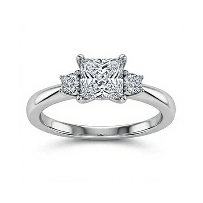 Wyla Princess Cut Lab Diamond Solitaire Ring in yellow gold, rose gold, and white gold with 50-pointer princess cut centre and 8-pointer side diamonds