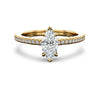 Wyn Marquise Shape Lab Diamond Solitaire Ring in yellow gold, rose gold, and white gold with G color VS clarity marquise and small diamonds on a simple shank