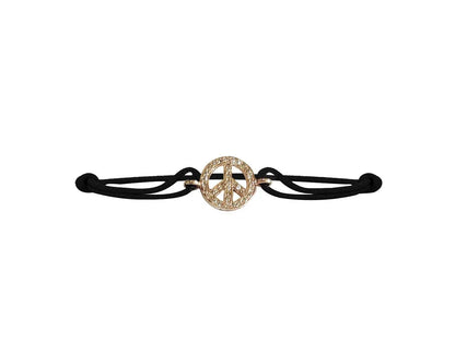 Peace sign bracelet in gold with diamonds - Jewelslane