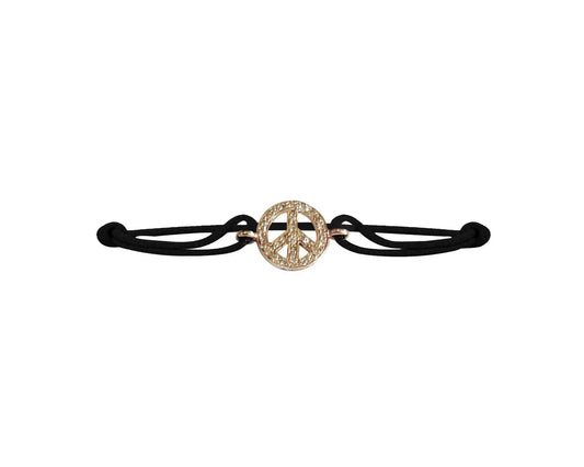Peace sign bracelet in gold with diamonds - Jewelslane