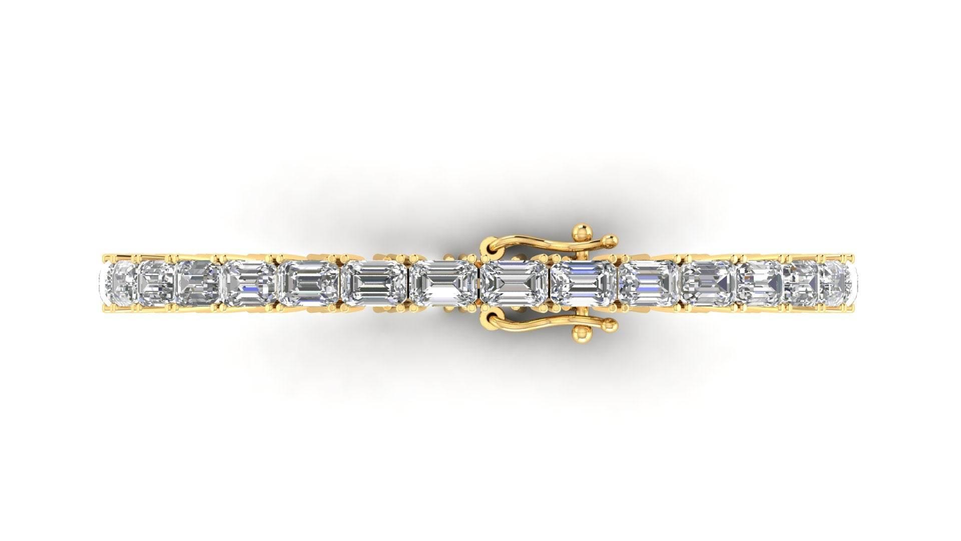 Zeba Lab Grown Emerald Cut Diamonds Tennis Bracelet in Gold - Jewelslane
