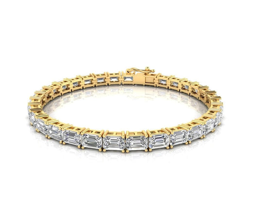 Zeba Lab Grown Emerald Cut Diamonds Tennis Bracelet in Gold - Jewelslane