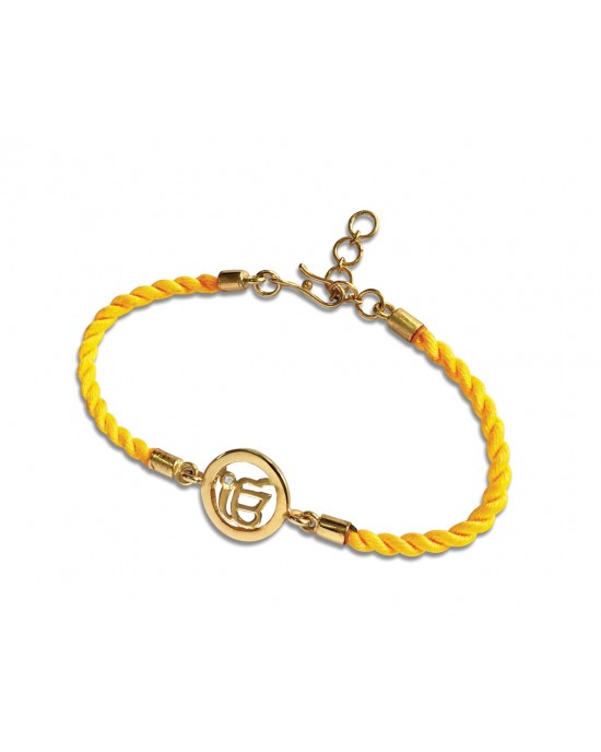 Ik onkaar Bracelet On Nylon Thread with Gold Plated Adjustable Silver Lock for Girls