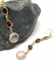 Elegant Long earrings with Rose quartz and garnet