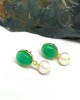 Green Onyx and pearl earrings in 18k gold plated silver