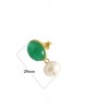 Green Onyx and pearl earrings in 18k gold plated silver