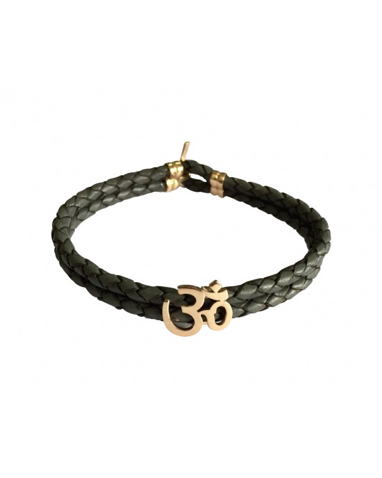 92.5 Silver Star Braided Leather Bracelet For Men - Silver Palace