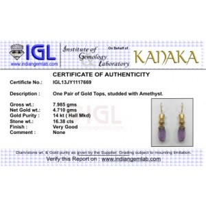 Gold Earrings with Amethyst 