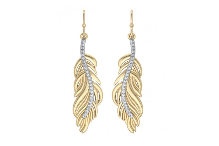 feather gold earrings