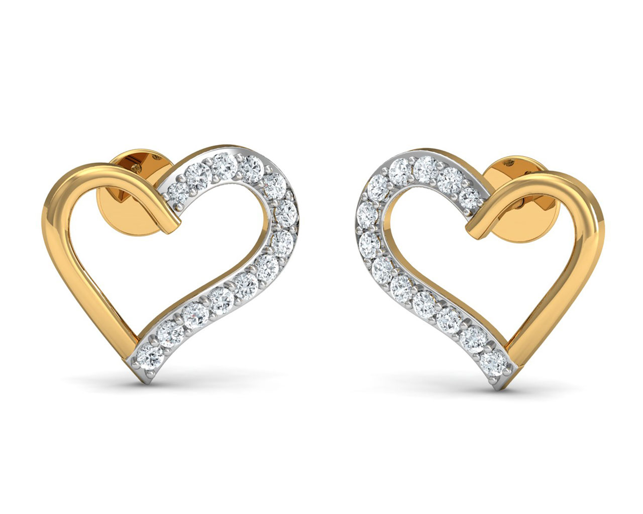 Heart Shape Diamond Stud Earrings For Women Solid 18kt White Gold Fine  Jewelry at Rs 39551/pair | Diamond Stud Earring in Surat | ID: 21129365248